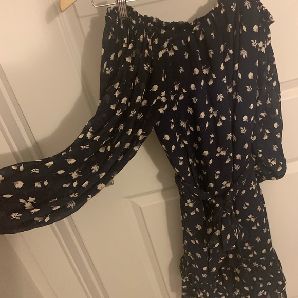 Off the shoulder navy sundress with sash - Picture 2 of 3